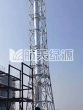 同舟危廢55米圓管塔，內(nèi)1300mm玻璃鋼 耐溫145